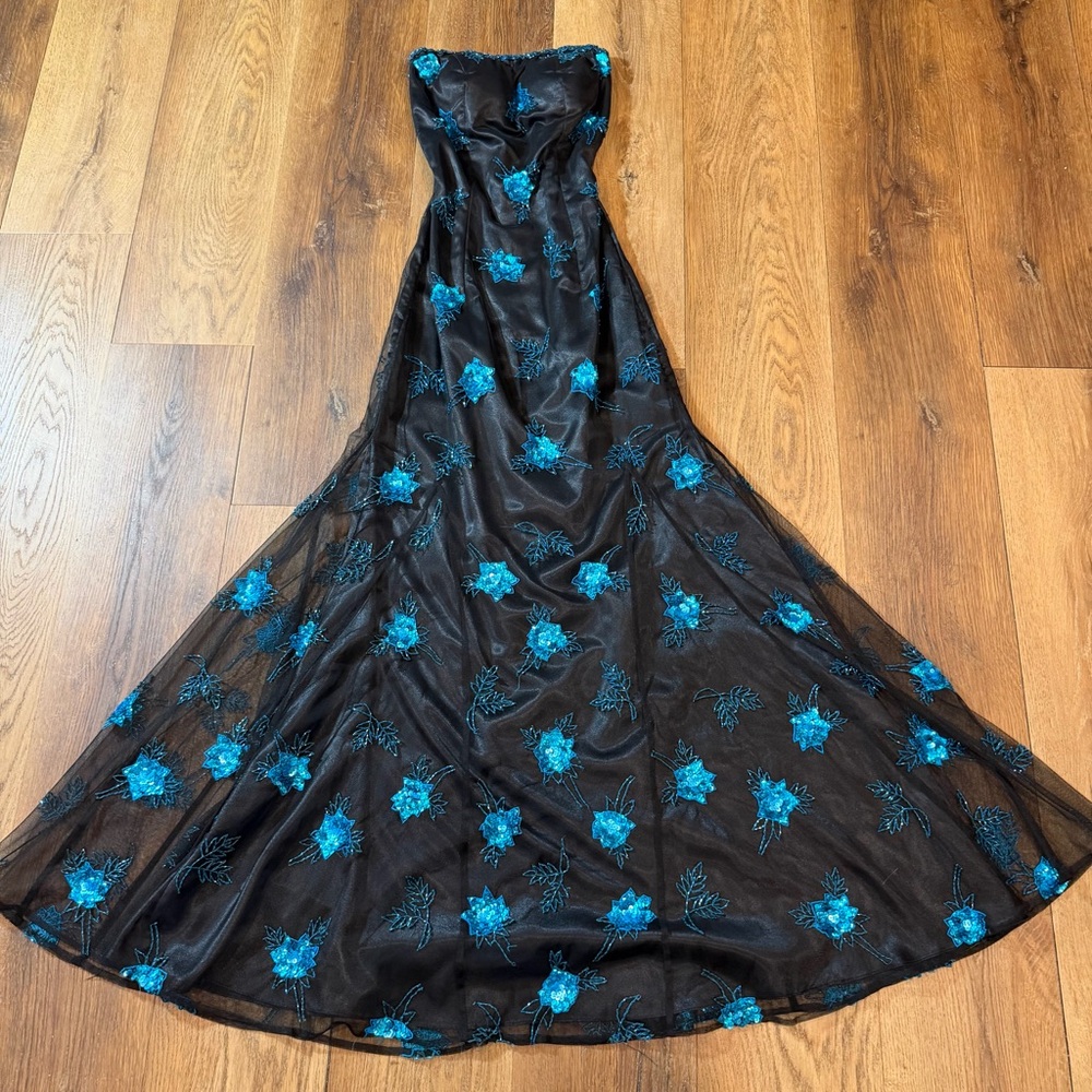 Vintage Y2K Beaded Dress Vintage Beaded Dress Strapless Prom Dress Whimsigoth